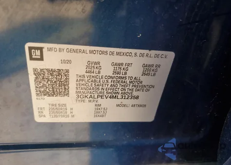 2021 GMC Terrain Slt z USA, uszkodzony, nr VIN 3GKALPEV4ML312358